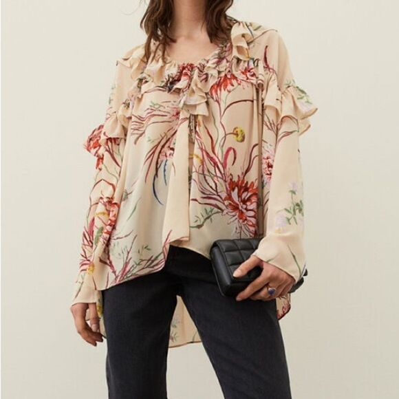 Flounce Trimmed Blouse H&M New - Picture 7 of 7